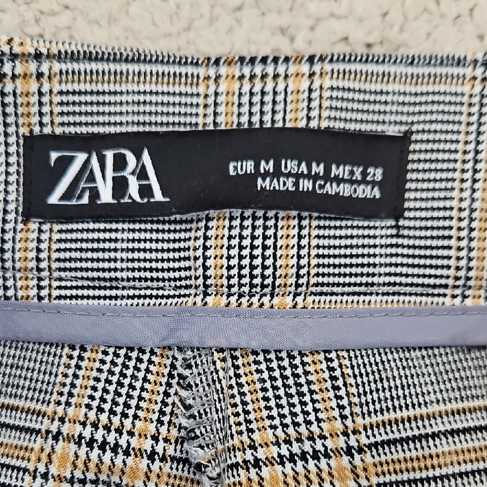 Zara Women's Plaid Gray Checkered Trousers Size Medium - Picture 4 of 6